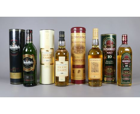 Four boxed unopened 70cl bottles of single malt Whisky; Glenmorangie 10 years old Scotch, Glenfiddich special reserve aged 12