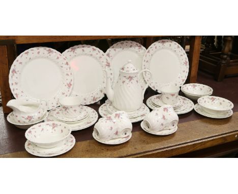 A Wedgwood 'Picardy' part tea and dinner service comprising tea pot, cups, saucers, cream jug, side plates, bowls etc.