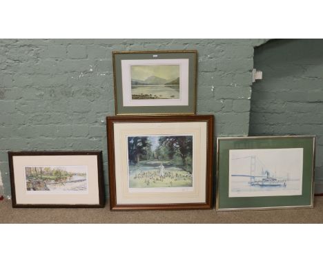 Three numbered prints and a proof print to include D. Bell Humber heritage, from the bridge 295/500 and walking out by Michae