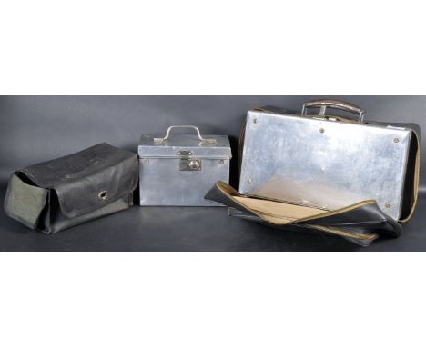 Two retro vintage mid 20th Century industrial Doctors bags / medical boxes of polished metal construction. The cases of gradu