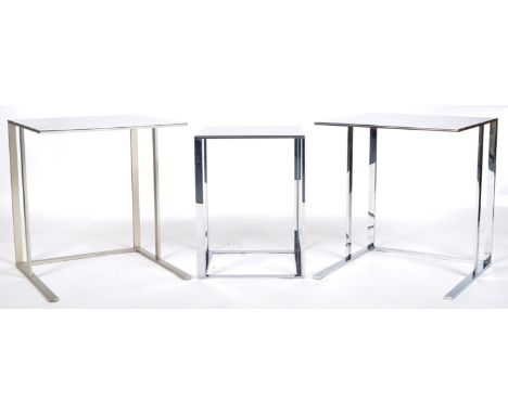 Antonio Citterio for B&amp;B Italia - A set of three retro 20th Century Italian designer chrome cantilever side / lamp table 
