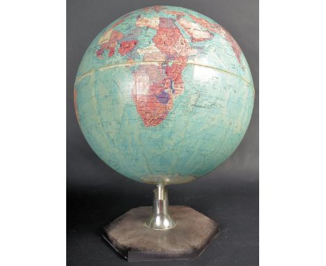 Scan-Globe A/S - A retro vintage mid 20th Century Danish desk / table top terrestrial globe having a chrome effect plastic mo