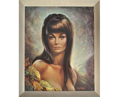Joseph Henry Lynch (Born 1911-1989) - Autumn Leaves - A retro vintage mid 20th Century portrait painting print on board depic