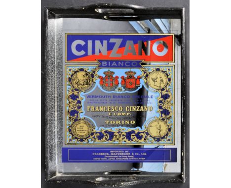 Cinzano - An original retro vintage 1970's advertising point of sale pub breweriana cocktail bar serving tray having a mirror