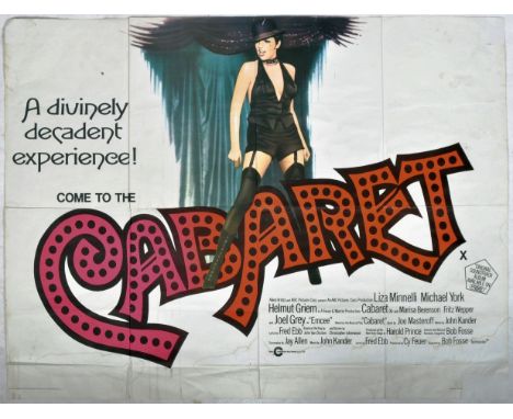 A retro vintage 1970's advertising point of sale Cabaret film cinema poster. Folded paper poster printed in England with bold