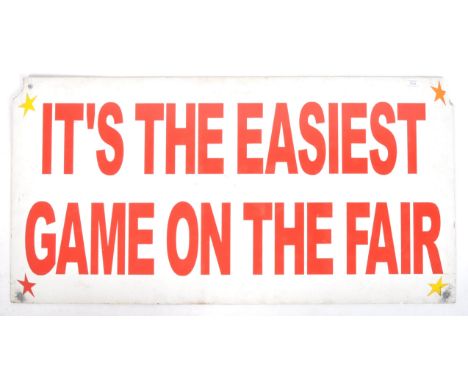 A vintage 20th Century fairground / funfair card games sign having white ground with applied read lettering reading 'It's The