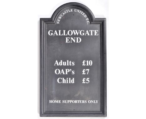 Newcastle United - An original retro vintage 20th Century Newcastle United Gallowgate End Turnstile football sign. Arched and