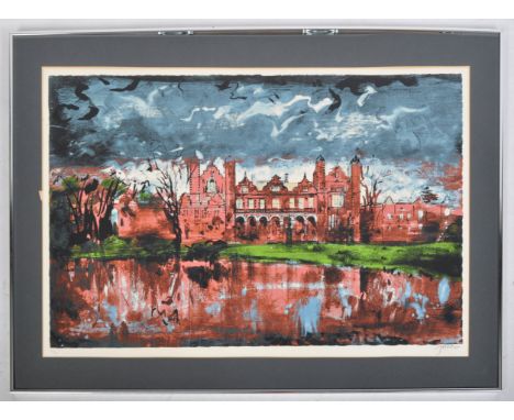 John Piper (1903-1992) - A limited edition signed and numbered screen print depicting a&nbsp;Capesthorne Hall lakeside manor 