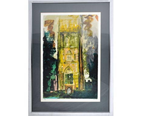 John Piper (1903-1992) - A limited edition signed and numbered screen print depicting a Isle Abbotts church. Signed in pencil