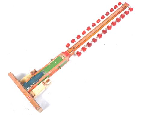 A vintage 20th Century fairground / funfair hand painted pillar upright support having applied light strips with red coloured