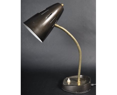 Pifco - Model 971 - An original 1970's retro vintage gooseneck desk lamp / reading lamp light finished in a dark brown colour