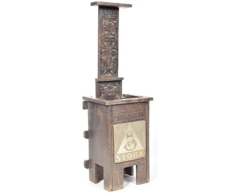 A retro vintage early - mid 20th Century carved oak stick stand by repute to be from the Stork Club in New York - America. Ta