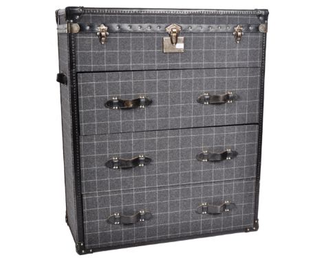 Andrew Martin Furniture&nbsp; - British Contemporary Design - Original Andrew Martin ' Tartan ' upholstered bedside chest of 