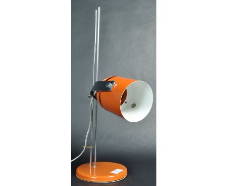 Joe Colombo (Manner Of) - An original retro vintage 1970s desk / work lamp in tangerine orange, mounted on a circular base wi