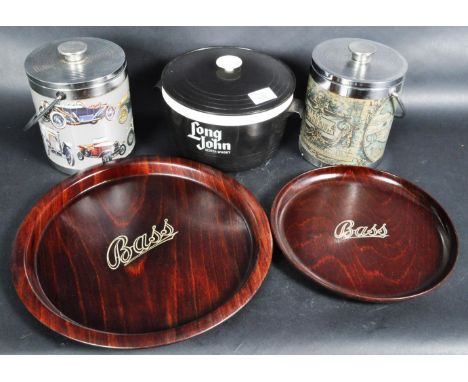 A collection of retro vintage mid 20th Century advertising point of sale cocktail bar / pub breweriana items to include Long 
