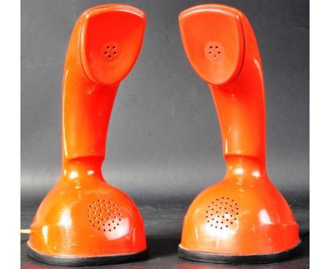 Ericsson - Cobra Phone - Ralph Lysell - A pair of retro mid 20th Century 1950's Swedish telephones finished in red with ring 