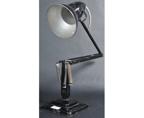Herbert Terry - 1227 - A vintage pre war Anglepoise table / desk lamp having a black paint finish. Features a solid cast two 