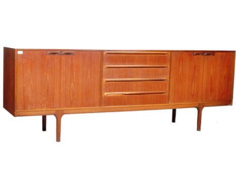McIntosh Of Kirkcaldy - An original retro vintage 1960's teak wood sideboard credenza. Comprises a central bank of four drawe