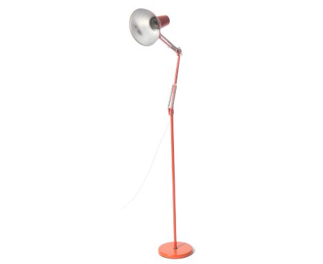 HCF - A retro vintage 20th Century Danish anglepoise floor standing lamp light finished in red having an aluminium pendant sh
