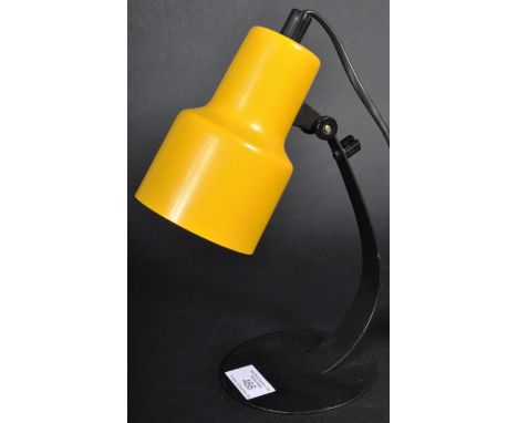 Brilliant-Leuchten - A retro vintage 20th Century 1970's German table / desk lamp light having a conical yellow enamel shade 