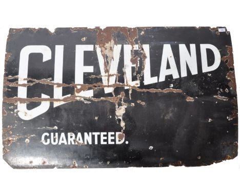 Cleveland Guaranteed - An early 20th century 1920's vintage industrial enamel point of sale enamel sign shop advertising sign