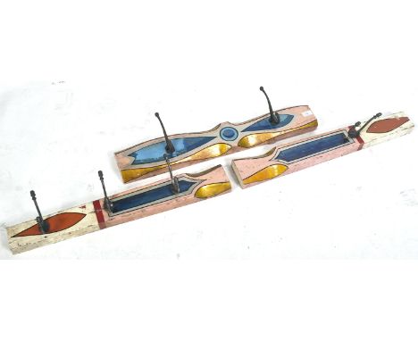 Hoopla - A group of four vintage 20th Century 50's / 60's fairground / funfair hand painted uprights / supports with each ret