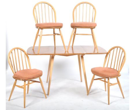 Lucian Ercolani - Ercol - An original retro vintage 20th Century beech and elm dining suite comprising of a set of four Winds