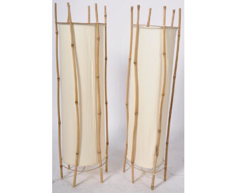 Louis Sognot (1892-1969) - A pair of retro vintage mid 20th Century French floor standing lamp light constructed from six bam