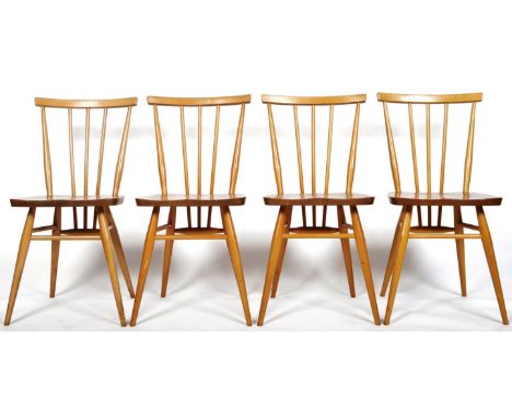 Lucian Ercolani - Ercol - 608 - All Purpose Chair - A set of four retro vintage mid 20th Century beech and elm stick back sid