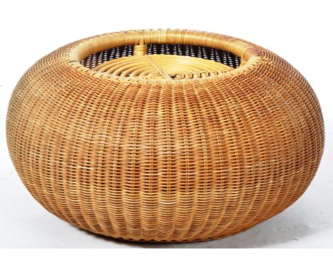 Franco Albini&nbsp; - A retro vintage 20th Century Italian rattan ottoman / footstool 'Lobster pot' stool of wicker / cane co