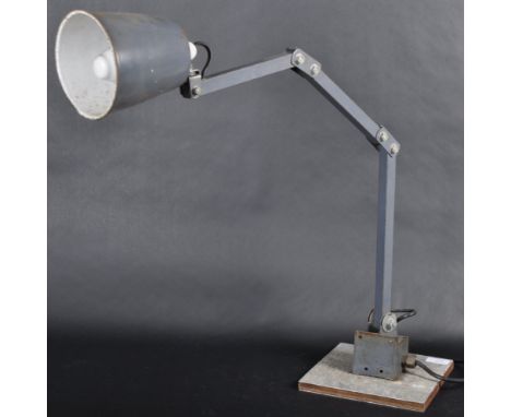 Memlite - A retro vintage original 1950's industrial factory work desk lamp light having a shaped conical shade with circular