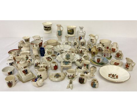 A quantity of assorted vintage crested ware ceramics to include Goss, Arcadian &amp; Swan China.  Includes many novelty shape