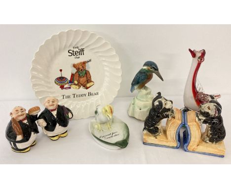 A small collection of vintage and modern ceramics and glassware.  To include The Steiff Club The Teddy Bear plate, jolly wait