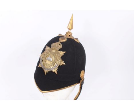 George V East Lancashire Regiment Officers Blue Cloth Helmet, with bi-metal badge, brass spike and fittings, by Hawkes &amp; 