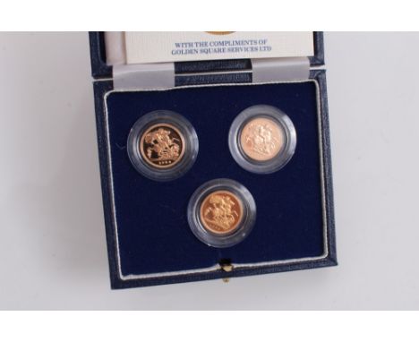 G.B. Royal Mint gold Half Sovereign Three Coin Proof Collection (N.B. coins dated 1982, 1983 and 1984), in case of issue with