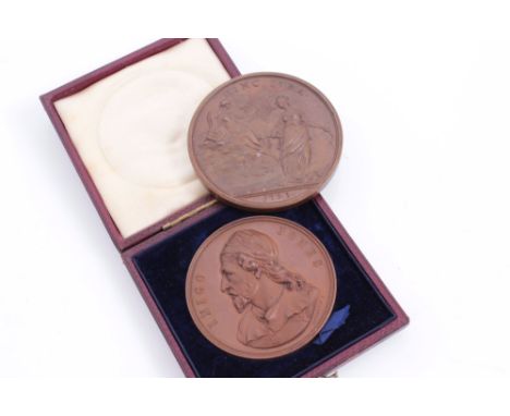 World – two AE commemorative medallions – the first Inigo Jones, Art Union of London 1849. UNC (diameter 54mm), by C. F. Cart