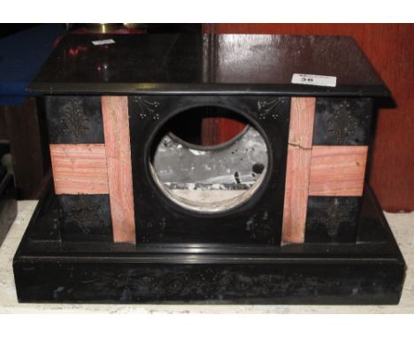 Late Victorian black slate and marble architectural clock case.