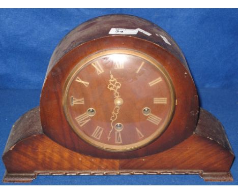Mid 20th Century oak cased three train mantel clock.