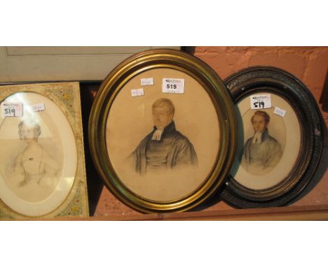 British School, (19th Century), portrait of the Reverend John Taylor, Vicar of Llanarthney, another portrait of Miss Elizabet