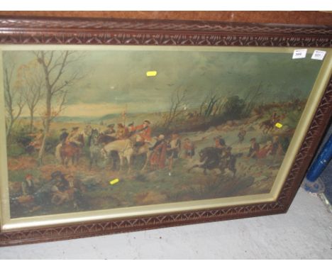 Military School of Jacobite interest, study of Bonnie Prince Charlie and troops after a battle, large framed and glazed oleog