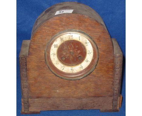 Early 20th Century oak cased two train mantel clock.