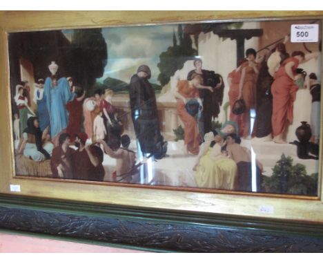 Italian school after the old master, biblical scene, coloured print. Good quality moulded frame with gilt slip. 