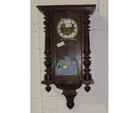 Late 19th century mahogany cased wall clock with enamelled dial 