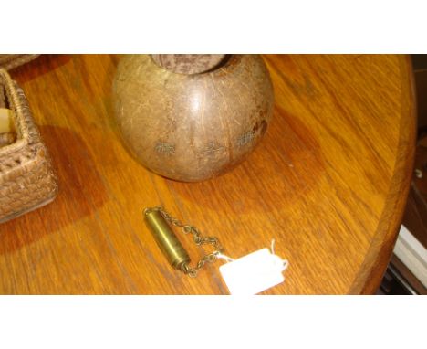 Carved Chinese seed & vintage key ring brass periscope
