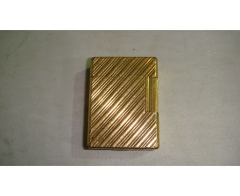 Vintage gold plated Dupont of Paris petrol lighter with engine turned decoration (5 cms x 3.8 cms)
