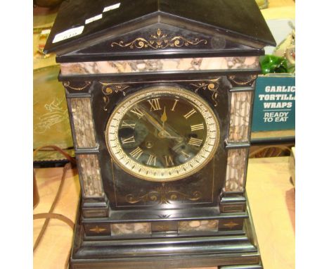 Victorian slate and marble mantle clock