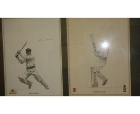 Signed and endorsed Ltd Edition print Allan Border & Graham Gooch by D Byrne 63 / 250 F&G