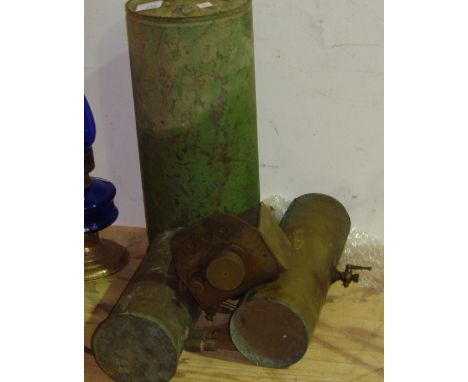 4 x vintage brass and metal water / fuel tanks (steam engine interest)