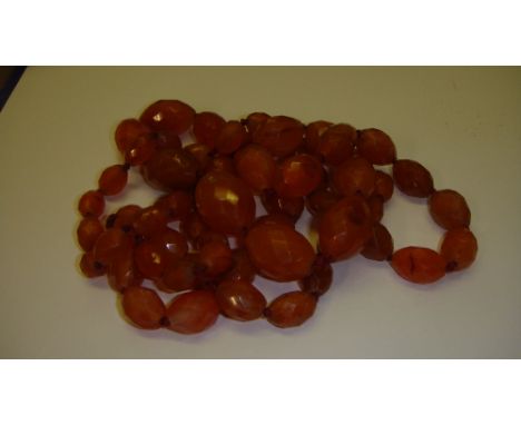 Vintage faceted beaded carnelian necklace