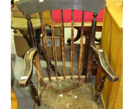 19th century provincial stick back carver chair